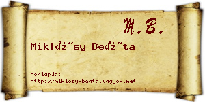 Miklósy Beáta névjegykártya